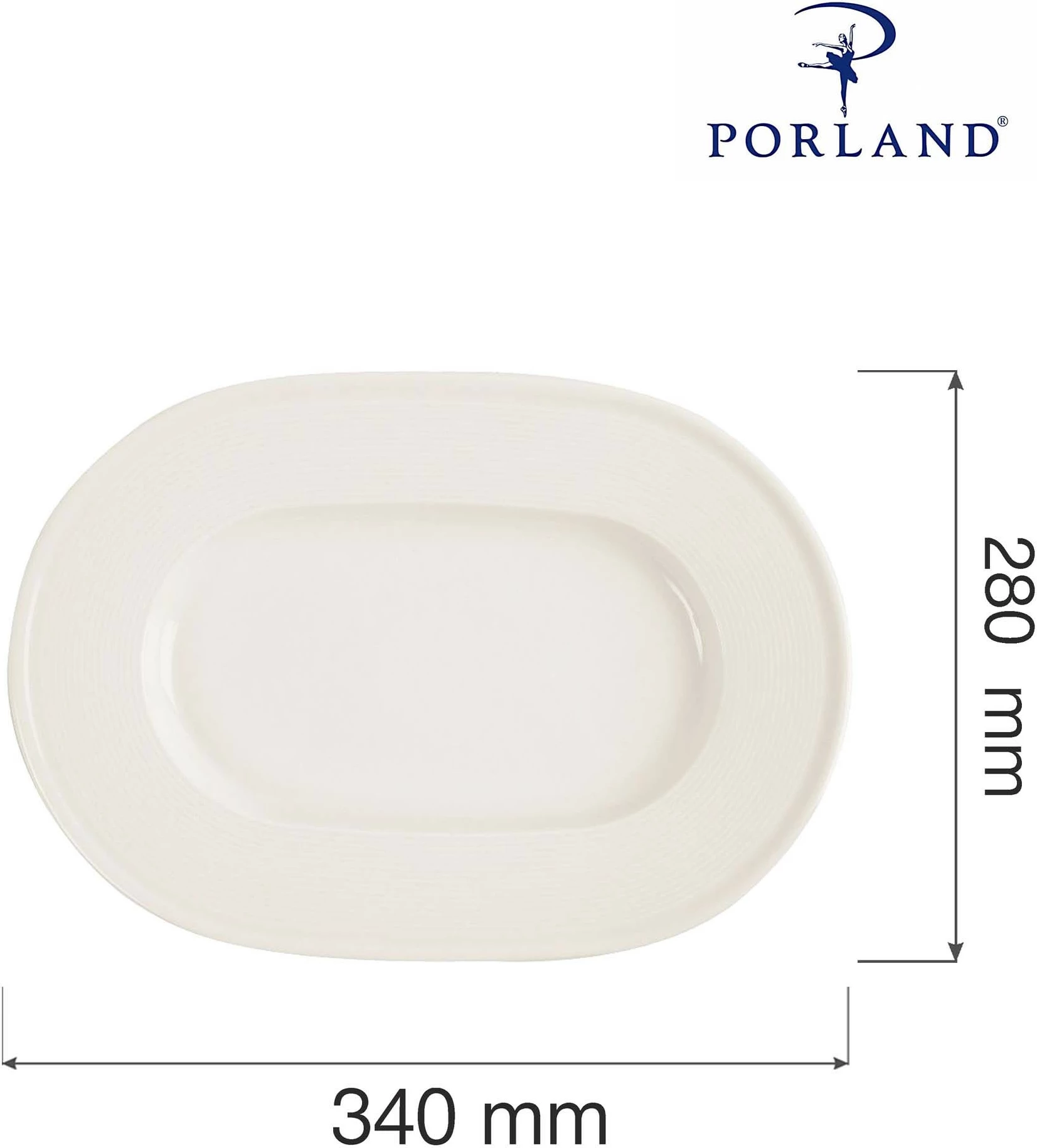 Pjatë ovale Porland Line Ø280 mm, krem, set 6 copë