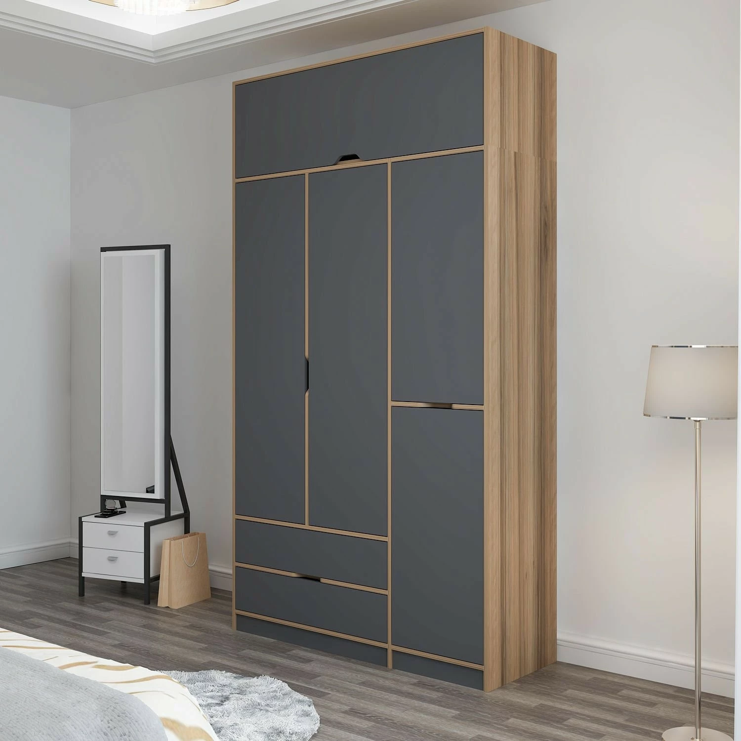Dollap Skye Decor, Elina, anthracite-dore, 140x253x52cm