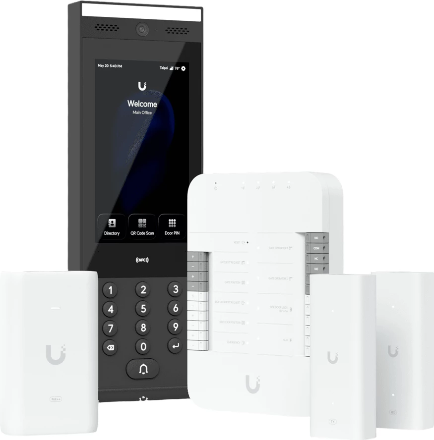 Set kontrolli qasjeje Ubiquiti UA-G3-SK-Gate (G3 Gate Starter Kit) me Gate Hub, G3 Intercom, adapter PoE++ dhe extender PoE++
