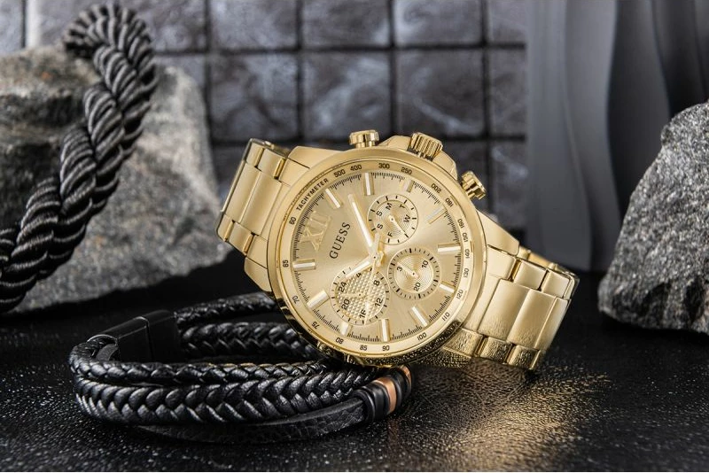 Orë dore meshkuj Guess Walker GW0900G2, e artë, set me kuti
