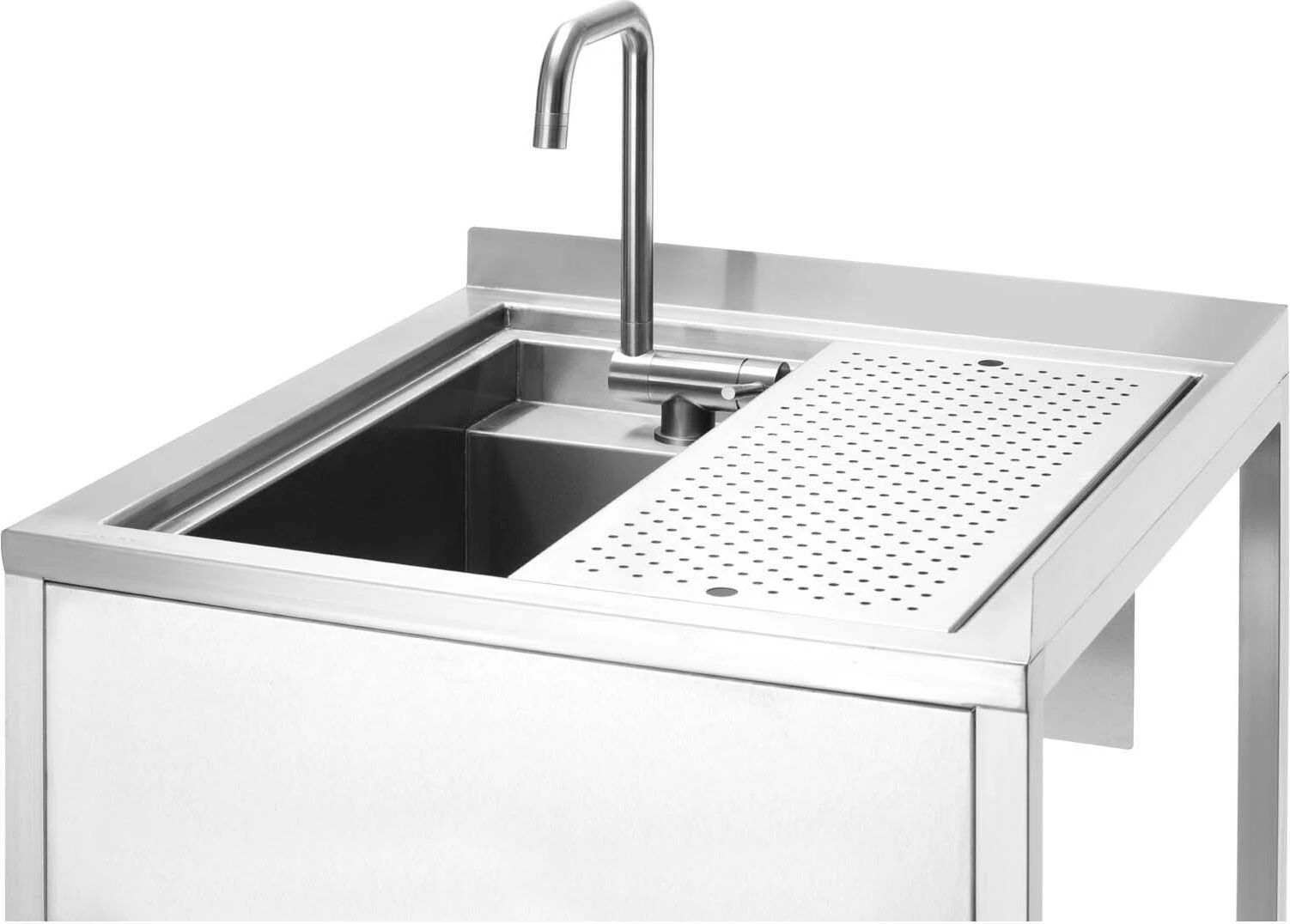 stacion qoshe bar, Barmatic Oxygen 817483, AISI 304 çelik inox, 650x650x(H)900 mm, me lavaman të fshehur dhe shplarës kanash, argjendti