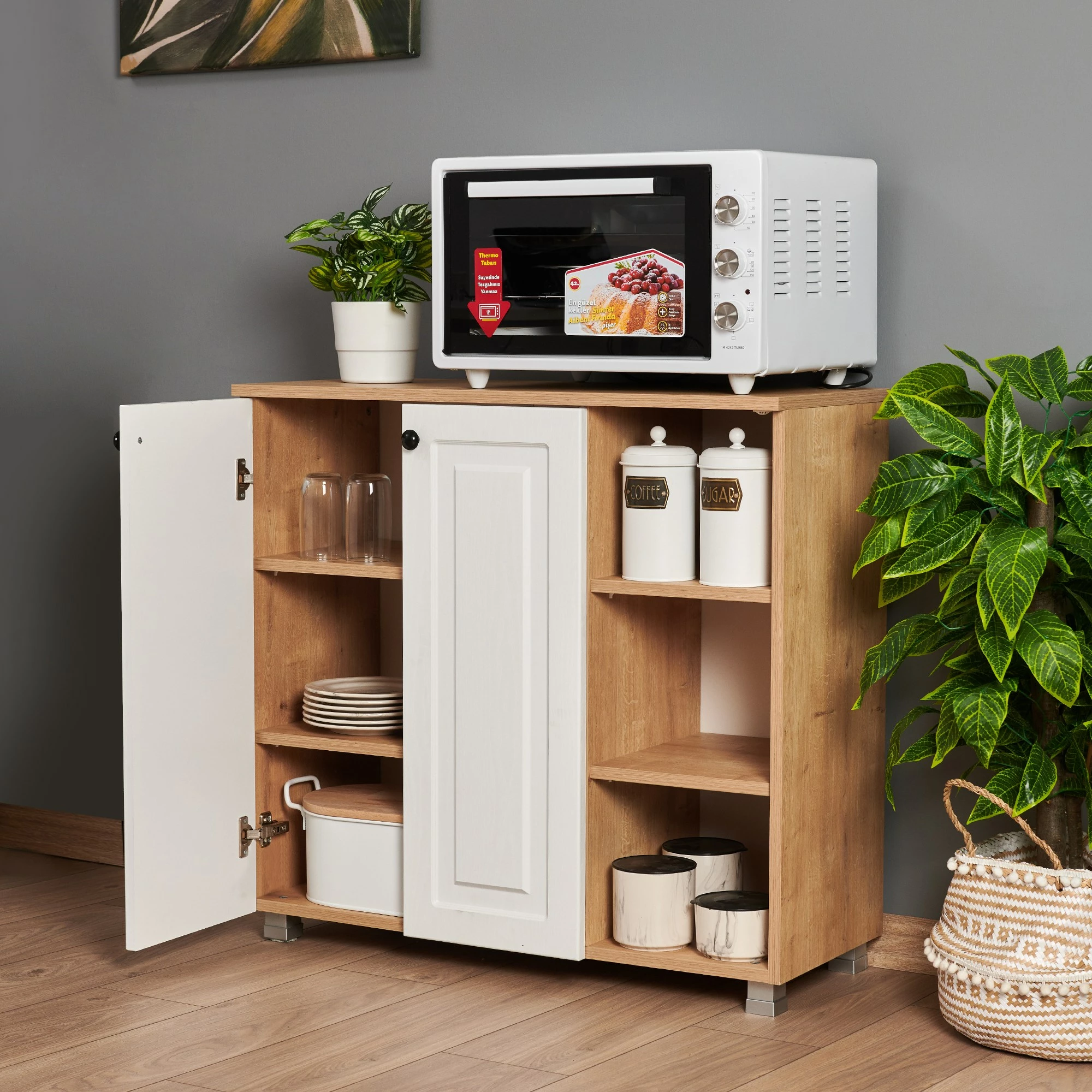 Dollap multifunksional, ngjyrë lis safir dhe arre, Skye Decor, Tuvalle 018