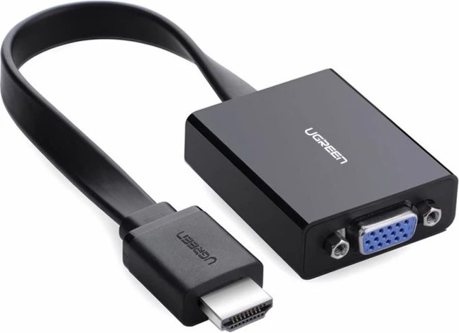 Konvertues HDMI në VGA UGREEN 40248, me audio 3.5mm + MicroUSB power, 16cm, i zi, me kuti