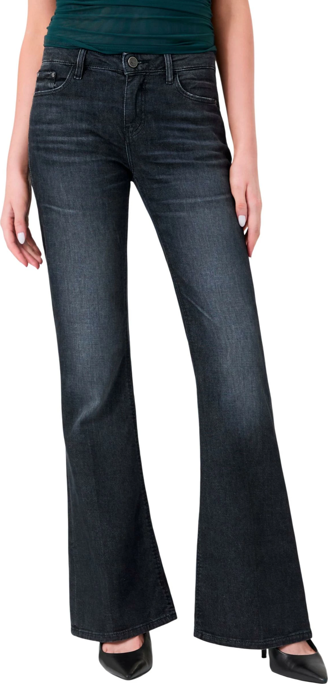 Pantallona xhins për femra Guess Beverly Low Rise W6BAJ7 D2088, të zeza