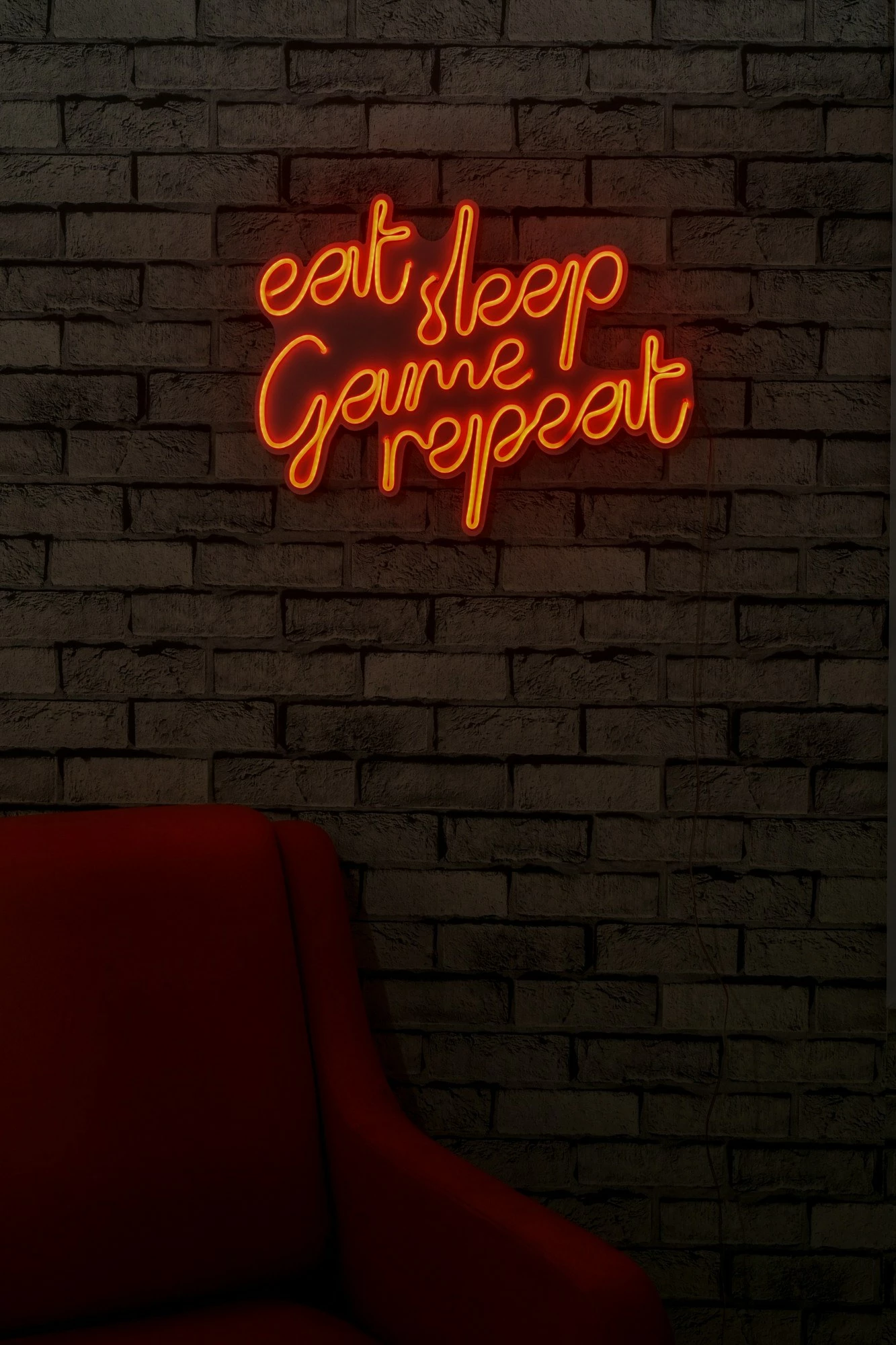 Dritë dekorative LED plastike, e kuqe, eat sleep game repeat