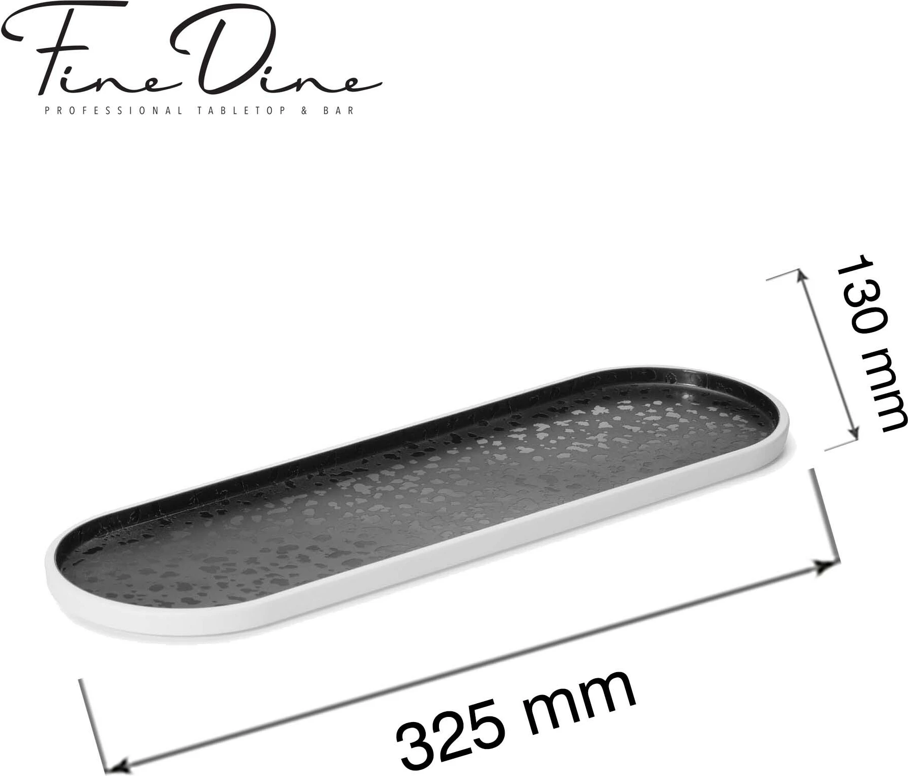 Tabaka bufeti ovale Fine Dine Reflection 325x130x20 mm, bardhë/gri