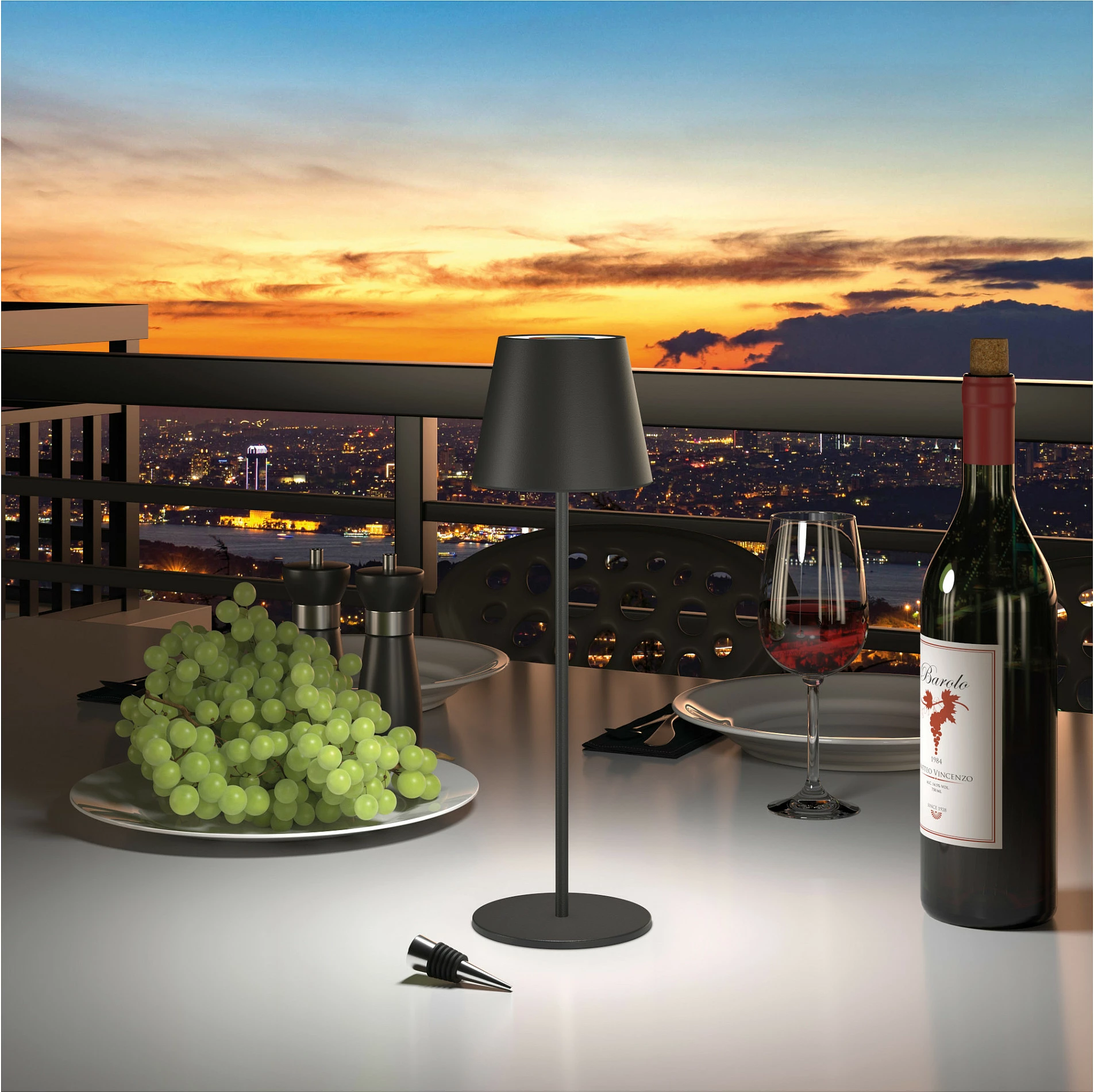 Llambë tavoline LED RealPower TableLight 360 RGB, 3W, bateri 1800mAh, IP44, e zezë