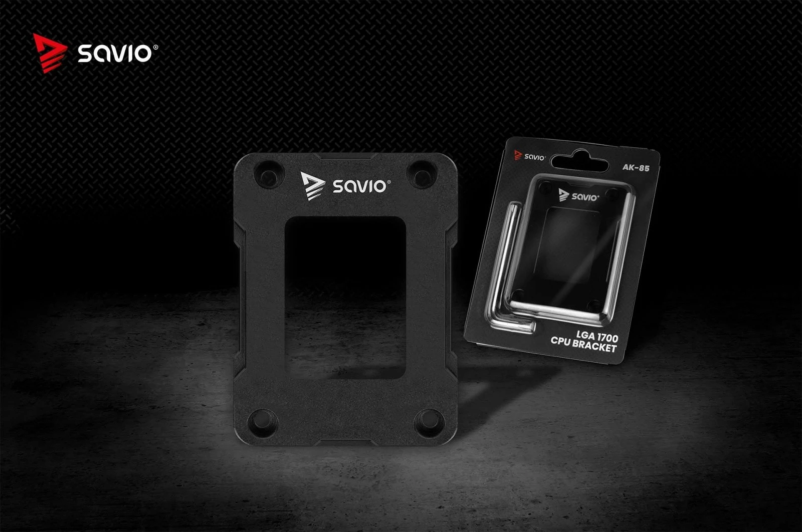 Kornizë montimi për procesor, Savio, AK-85 (SAVAK-85), për LGA 1700 Intel 12/13/14 gen, aliazh alumini, 53.5×70.3×6 mm, e zezë