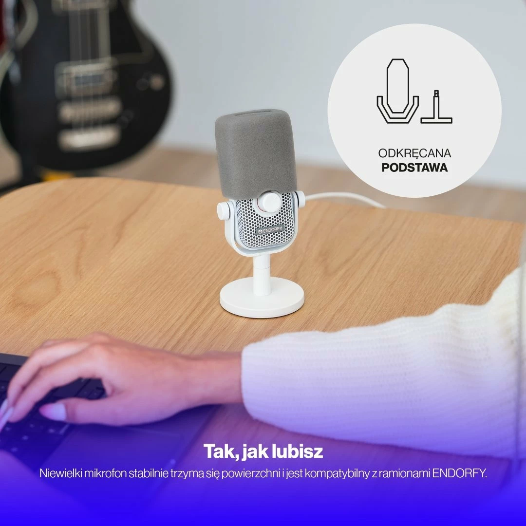 Mikrofon Endorfy Solum Voice S Onyx White (EY1B015), USB-C, kardioid, dalje 3.5 mm, i bardhë