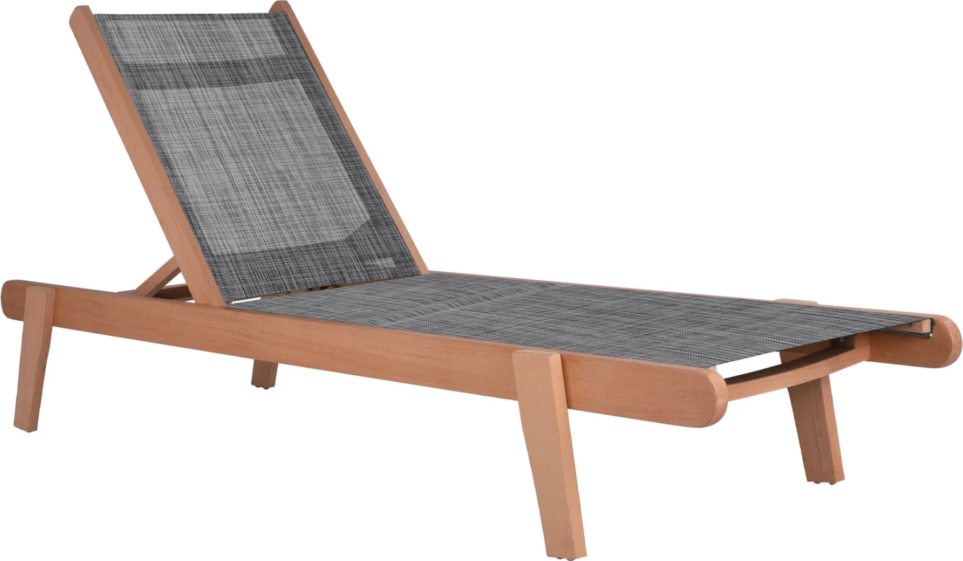 Shezlong profesional, ngjyrë lisi natyrale dhe mbulesë gri, FH10357.02, 202,5x66,5x30,5 cm