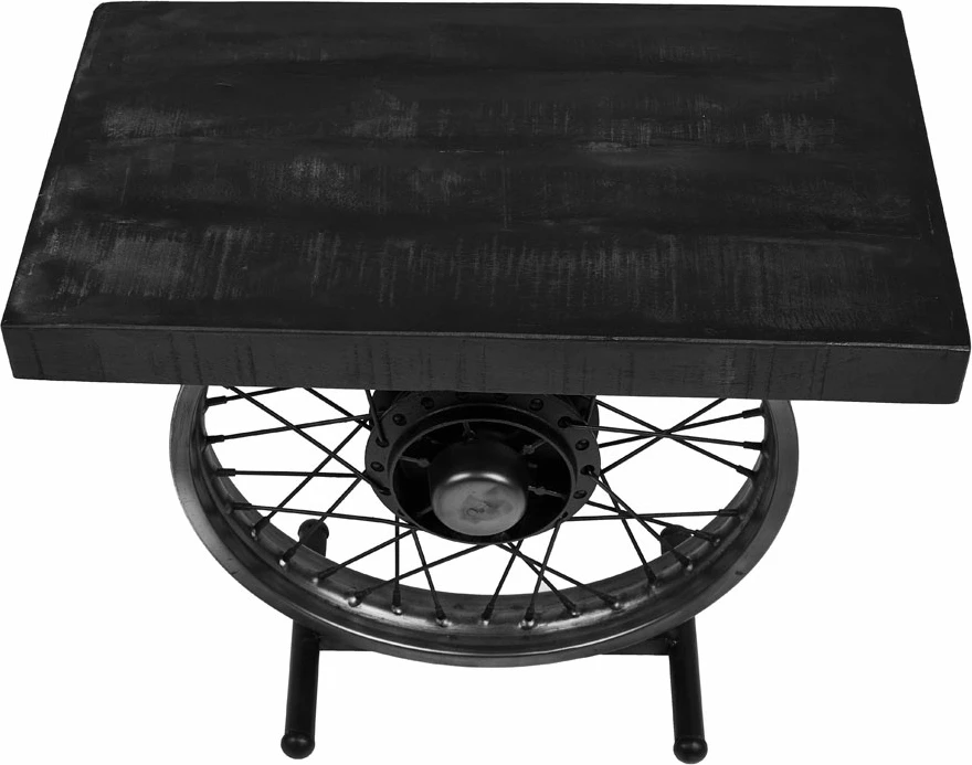 Tavolinë anësore Wheel, ngjyrë e zezë-argjend, 61x36x56