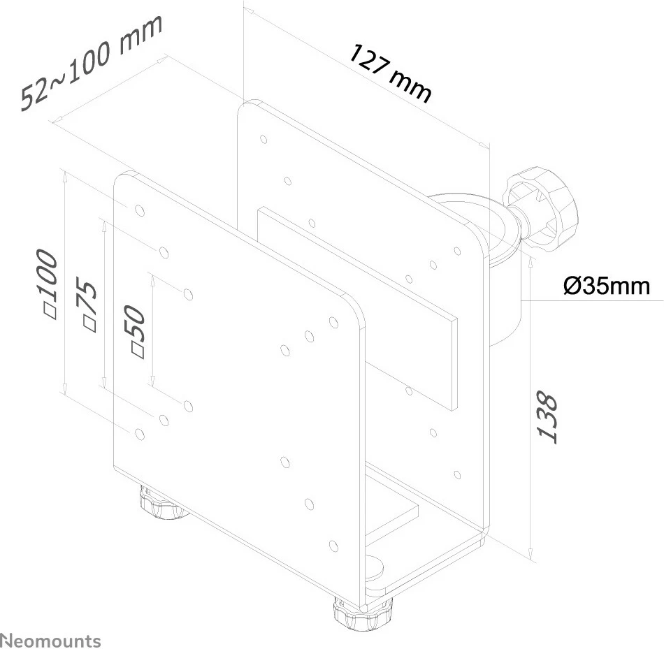 Mbajtës universal për thin client Neomounts THINCLIENT-10, deri 10kg, bardhë/zi