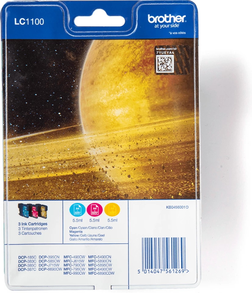 Kartush bojë, Brother, LC1100RBWBP, set 3 copë, multipak në blister, cyan magenta yellow