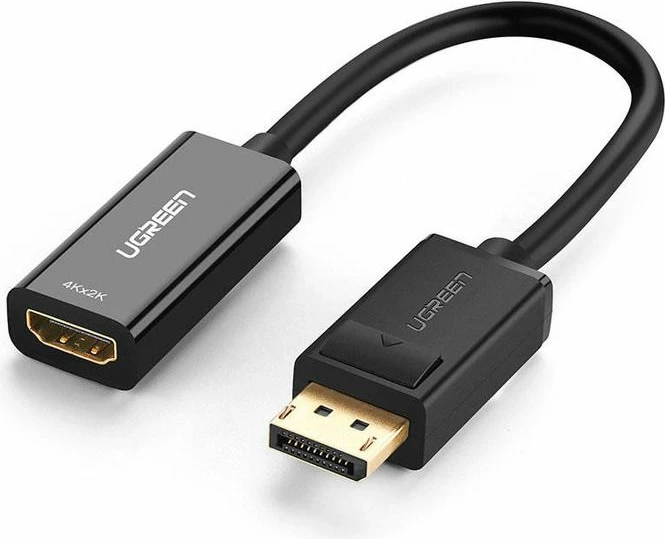 Adapter DisplayPort në HDMI UGREEN 40363, 4K 30Hz, DP mashkull në HDMI femër, kabllo 0.25 m, i zi