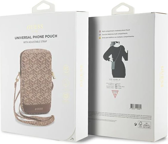 Mbështjellës për celular Guess Zip GCube Bottom Stripe, kafe