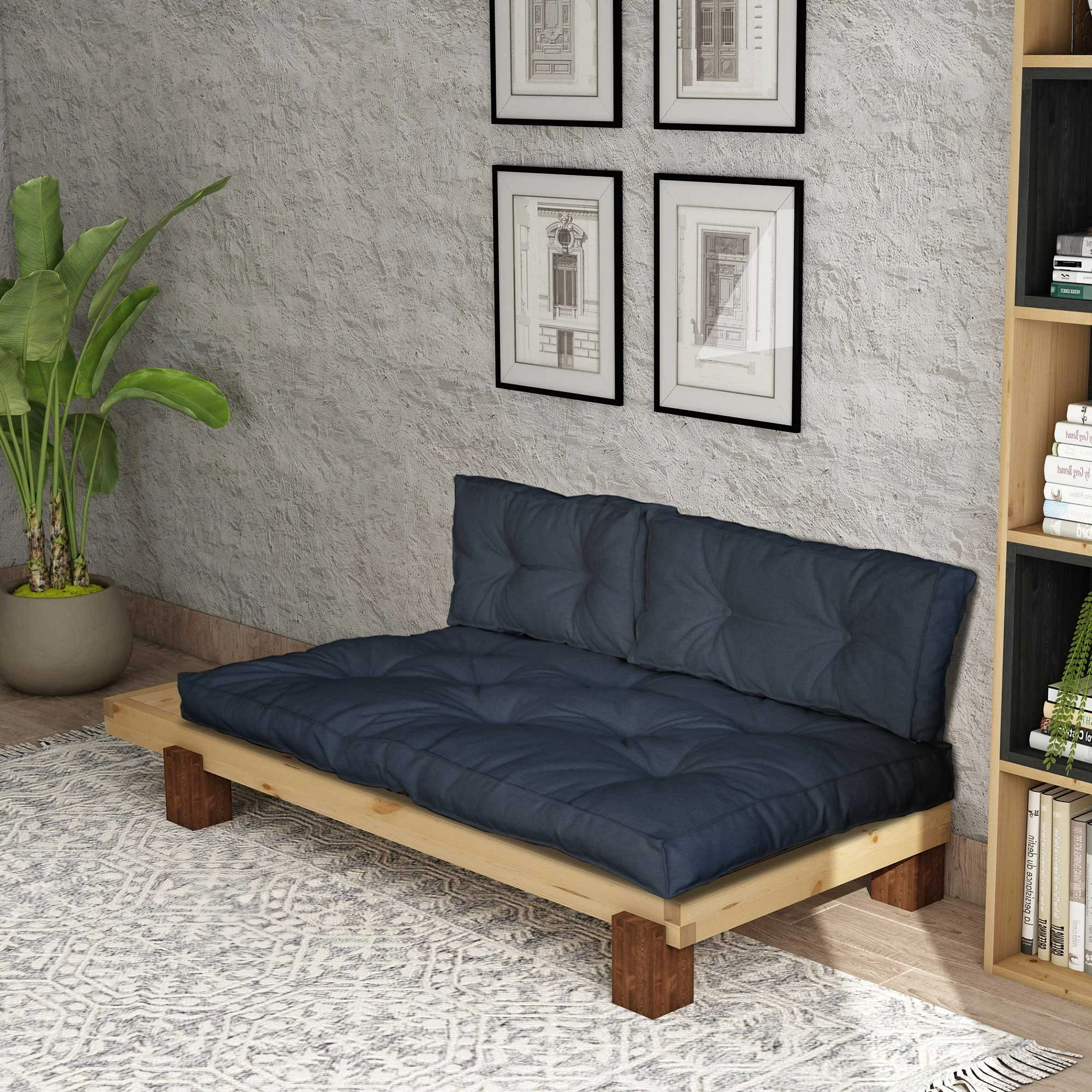 Lounge Atelier del Sofa, ngjyrë natyrale dhe blu e errët, CPT8374-200