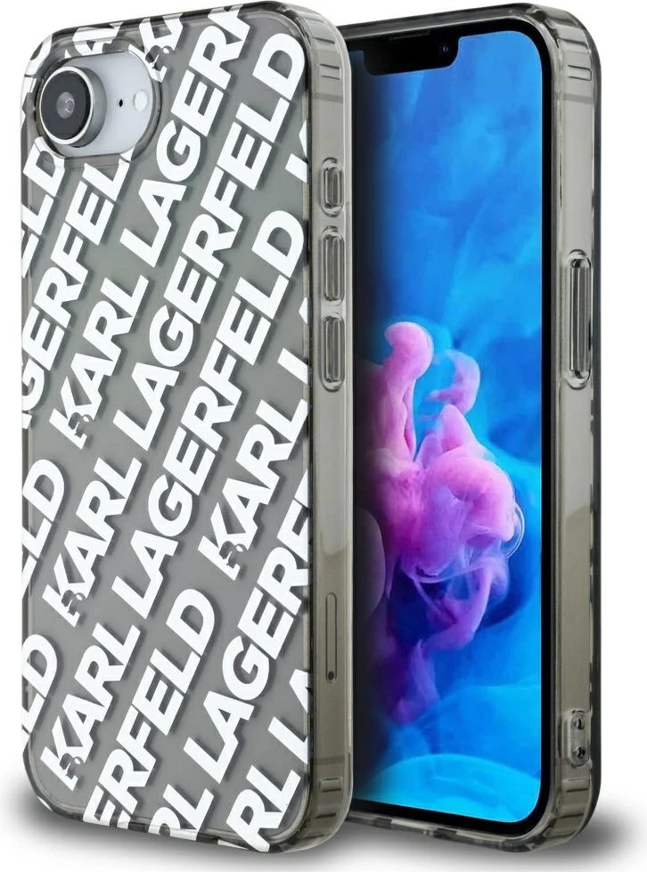 Mbështjellës Karl Lagerfeld IML Repeat Logo për iPhone 16e, argjend