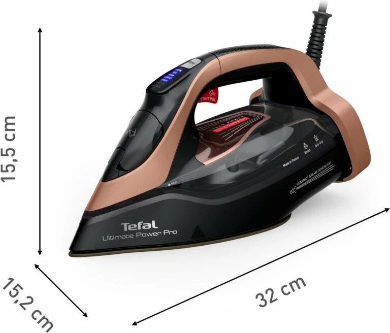 Hekur me avull Tefal Ultimate Power Pro FV9E50E0 3200 W, rezervuar 350 ml, i zi