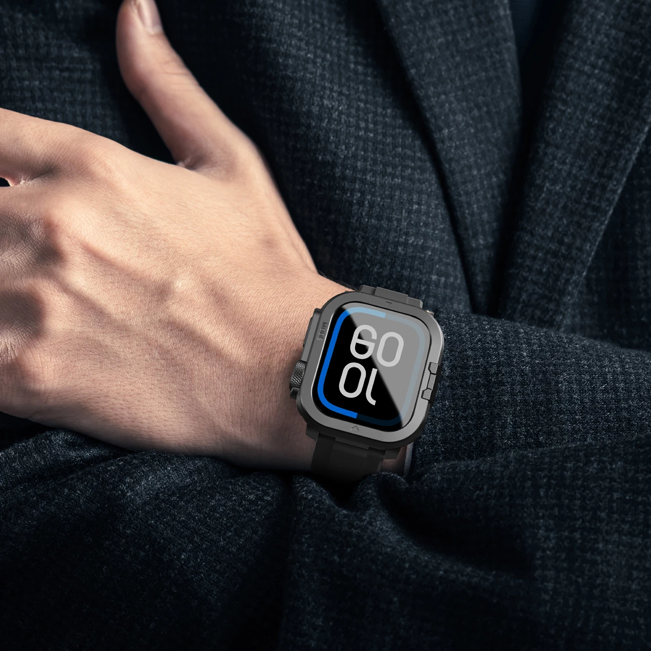 Mbështjellës metalik për Smartwatch, AmazingThing Titan Pro, për Apple Watch 11 46mm, alumin mat, i zi