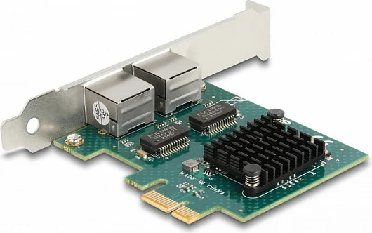 Kartë rrjeti DeLOCK PCIe x1, 2x RJ45 Gigabit LAN (BCM), PCIe 2.0, gri