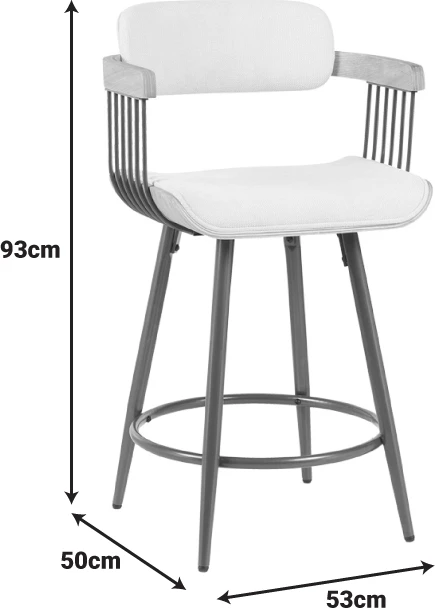 Karrige për bar Cameo, metal bronzi, dru i bardhë i larë, material bezhë, 53x50x93cm