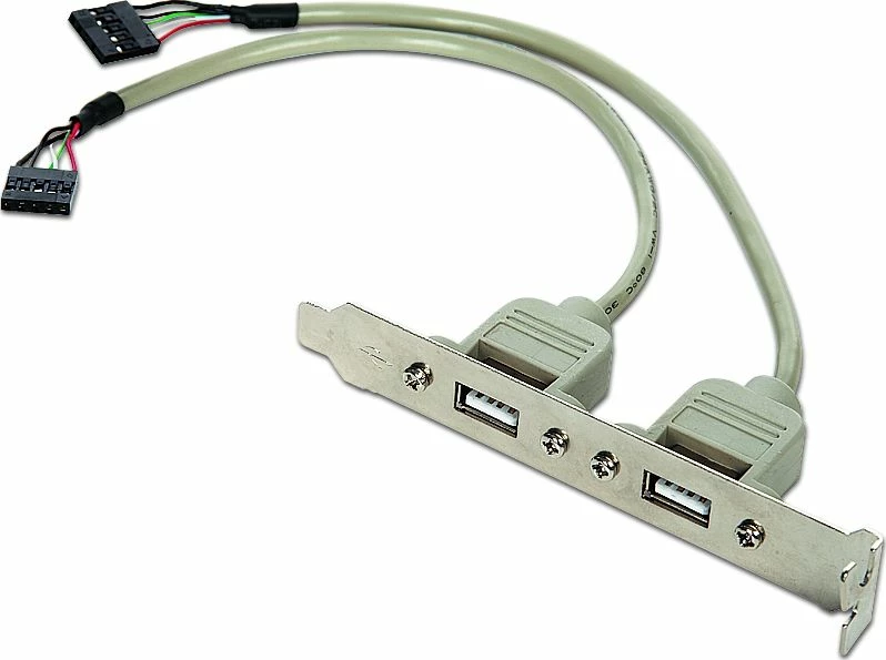 Panel USB për kasë Gembird CC-USB-RECEPTACLE, 2x USB 2.0, lidhje e brendshme 9-pin, kabllo 0.25 m