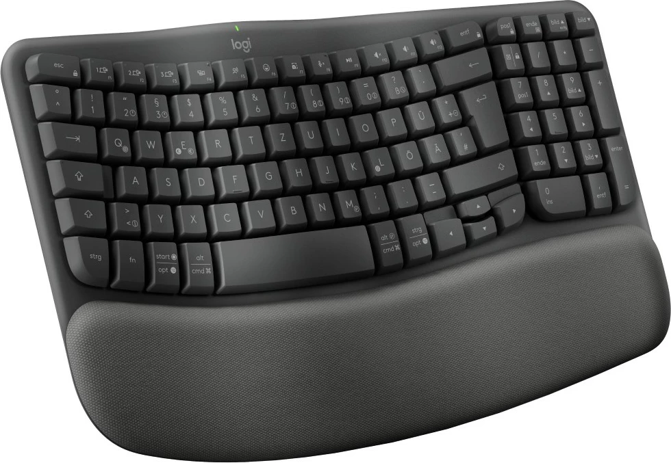Tastierë Logitech Wave Keys për Biznes, Wireless, RF Wireless + Bluetooth, Membranë, QWERTZ, Grafit