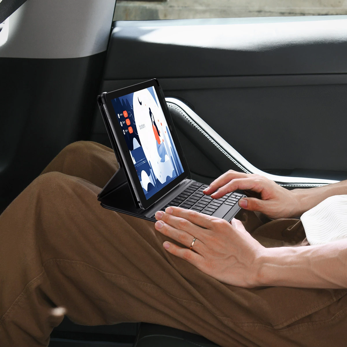 Mbështjellës me tastierë Baseus Brilliance Series për iPad 10.2'' (2019/2020/2021), me USB-C kabllo, e zezë