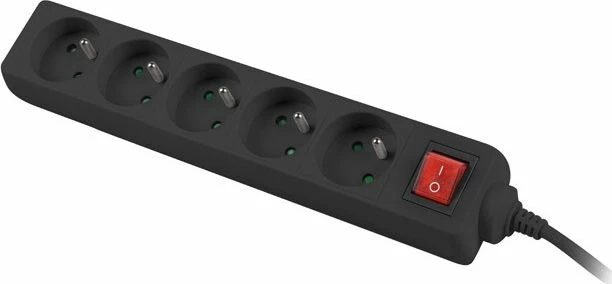 Zgjatues rryme Lanberg PS1-05E-0300-BK, 5 priza, 3 m, 2500 W, me switch, i zi