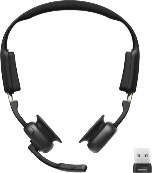 Kufje pa tela Shokz OpenMeet mic-ANC, të zeza, me USB-C dhe adapter USB-A