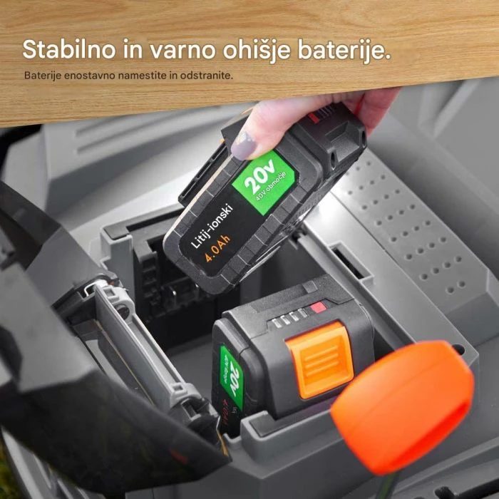 Aerator & vertikuter pa tela 2-në-1 VonHaus 3519009, 40 V (2x20V 4Ah), 38 cm, qese 45 L, set me 2 bateri + karikues dual + 2 tambura, gri/zi me detaje portokalli