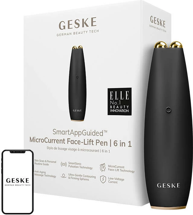 Pajisje ngritëse fytyre me mikro-kurrent Geske MicroCurrent Face-Lift Pen 6in1, gri