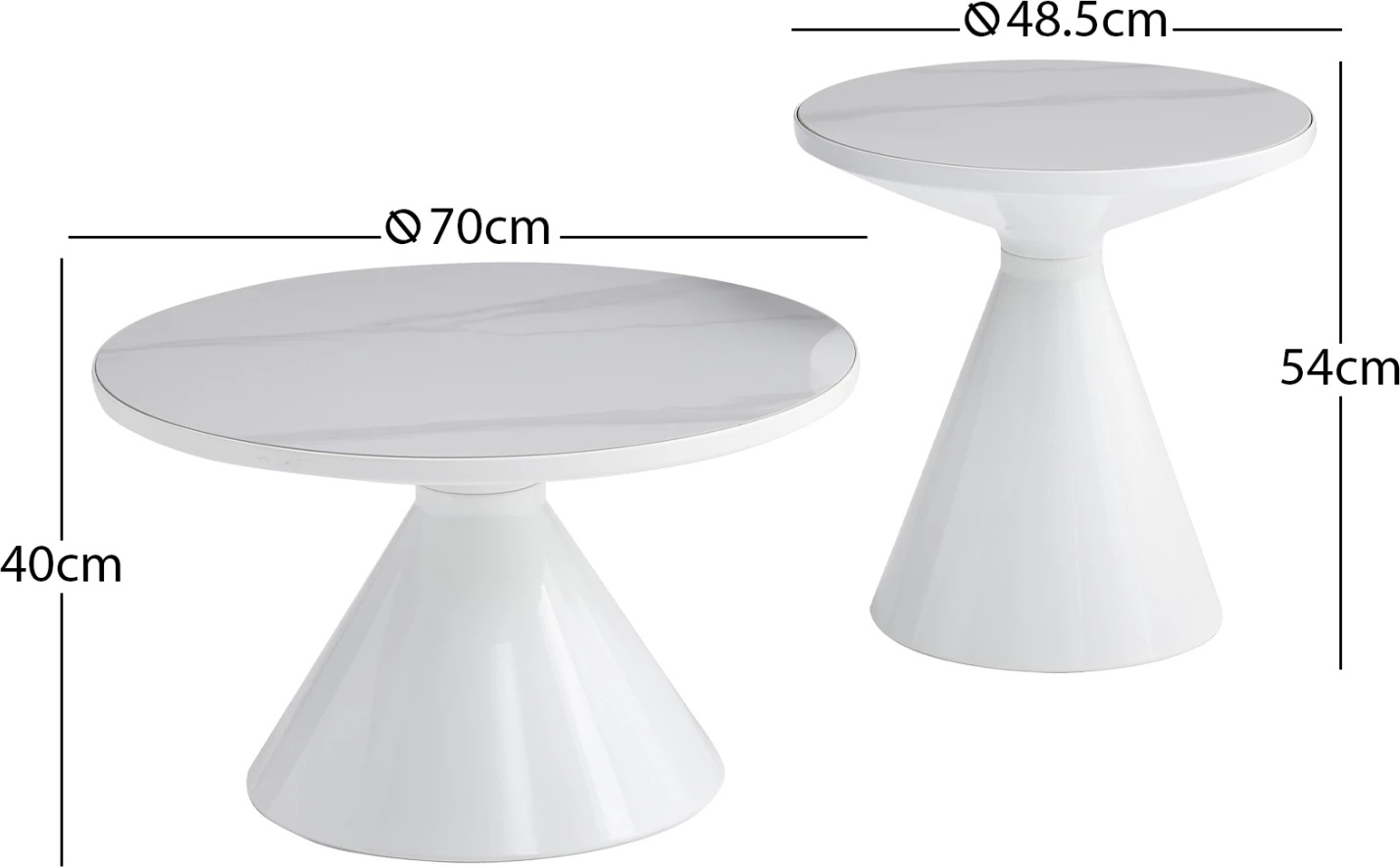 Set 2 tavolina kafeje Lynx, ngjyrë e bardhë, Candeo