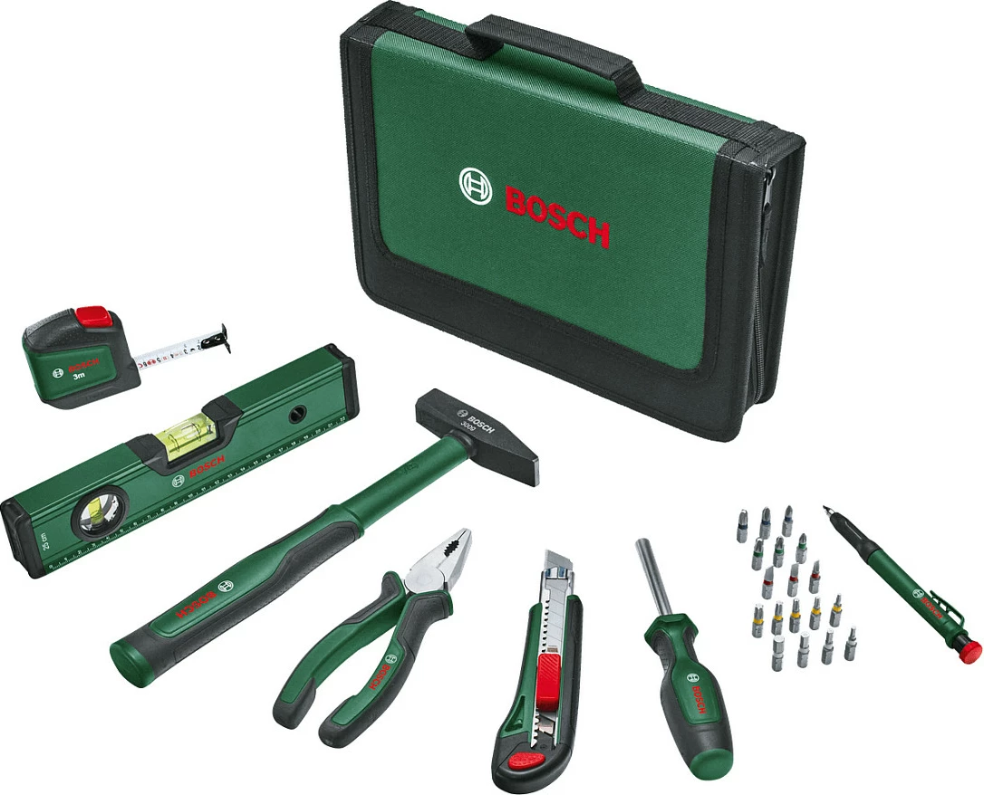 Set veglash dore Bosch Universal, 25 pjesë, me çantë, i gjelbër