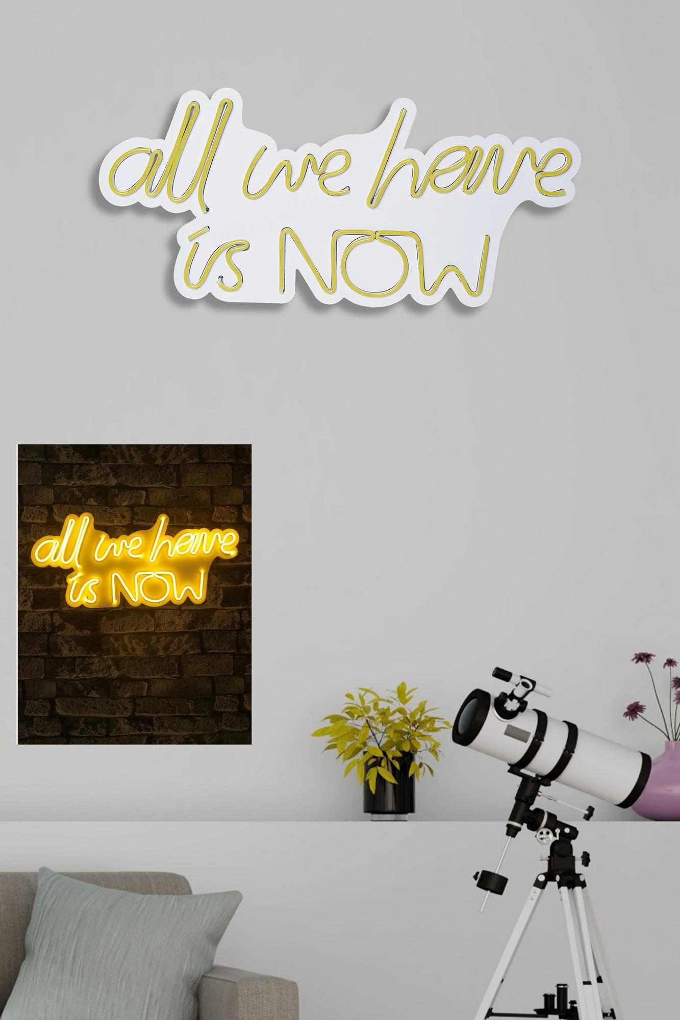Dritë dekorative plastike LED, 'All We Have is Now', ngjyrë e verdhë