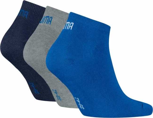 Çorape sneaker Puma 938624 12, set prej 3 palë, navy/gri/kaltër [Madhësia: 39 - 42]