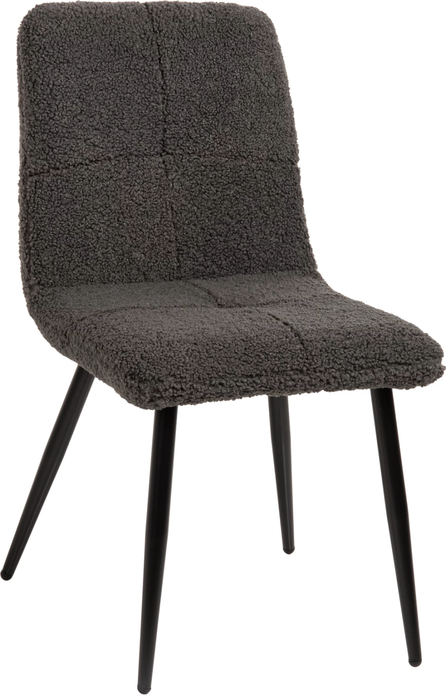 Karrige SHELLY FH8590.01, pëlhurë TEDDY, ngjyrë gri, këmbë metalike të zeza, 48x64x87H cm., set prej 2 copë