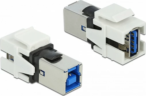 Modul Keystone USB DeLOCK 86394, USB-A femër në USB-B femër, flat, i bardhë