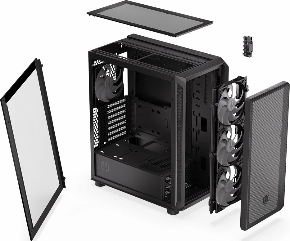 Kasë Endorfy Arx 500 ARGB EY2A011 Midi Tower ATX me xham të temperuar, 4x 140mm PWM ARGB fanë, Black