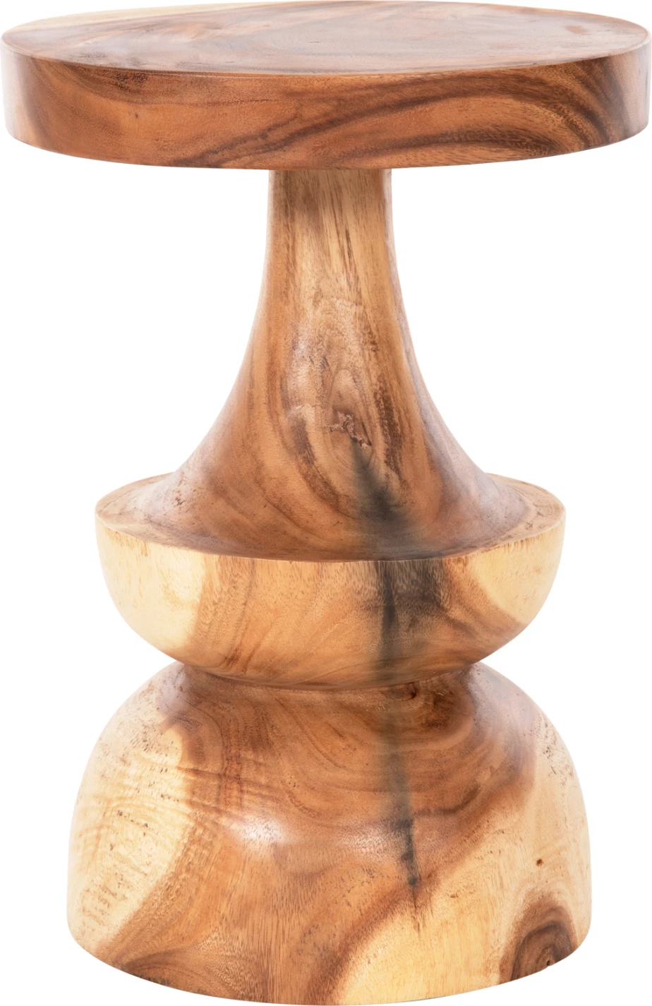 Tavolinë anësore BERMAN FH9902 dru SUAR solid natyral Φ35x51Hcm