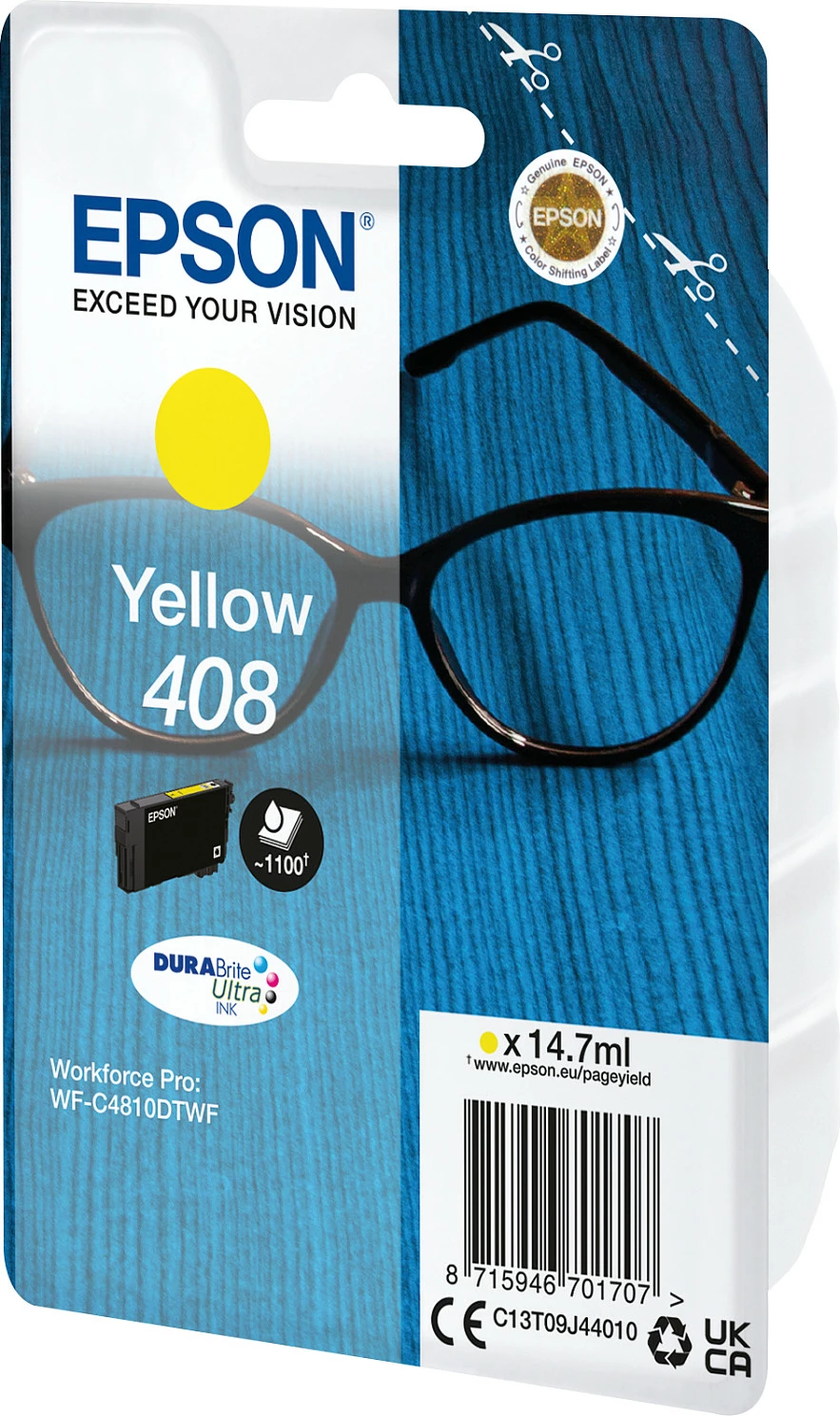 Kartrix boje Epson 408 (C13T09J44010) DURABrite Ultra, Standard Yield, 14.7 ml, Yellow