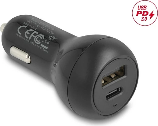 Karikues veture DeLOCK 64329, USB-C PD 20W + USB-A 12W, 32W, i zi