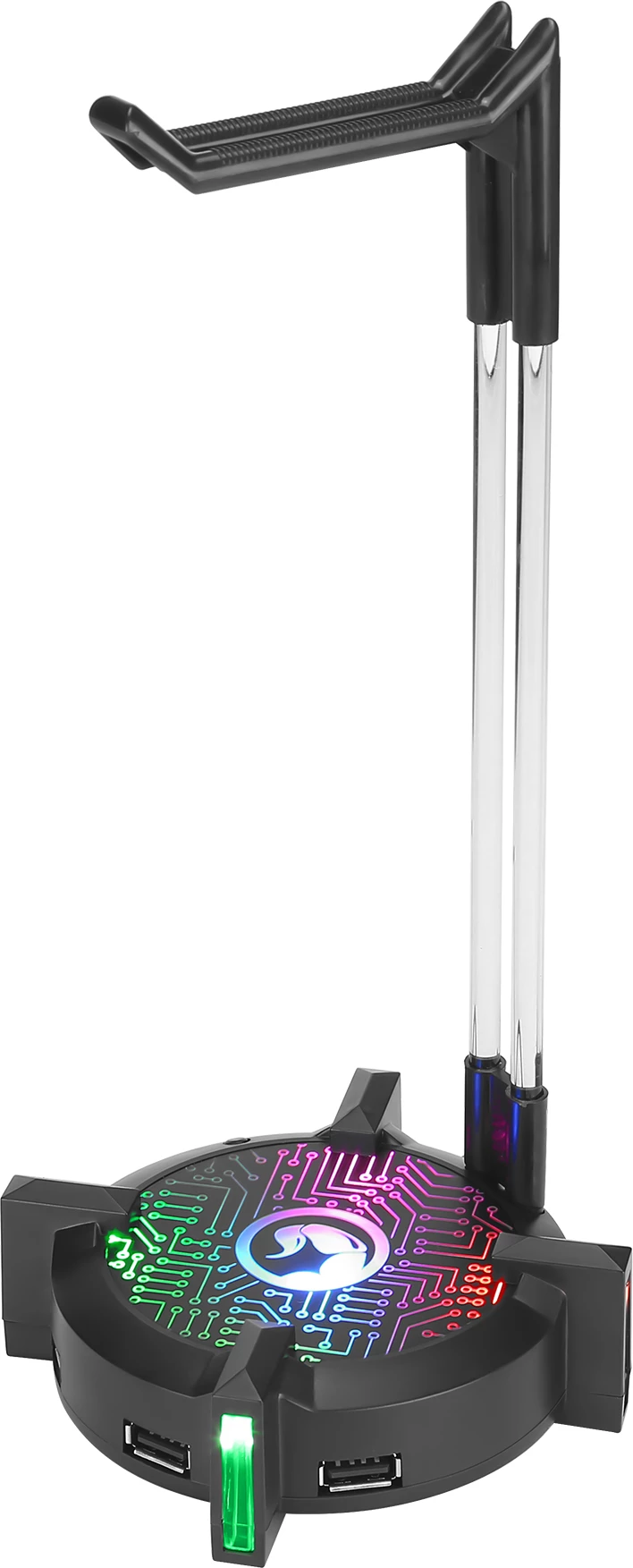 Mbajtëse për kufje Marvo HZ-04, RGB, hub 4x USB 3.0, e zezë