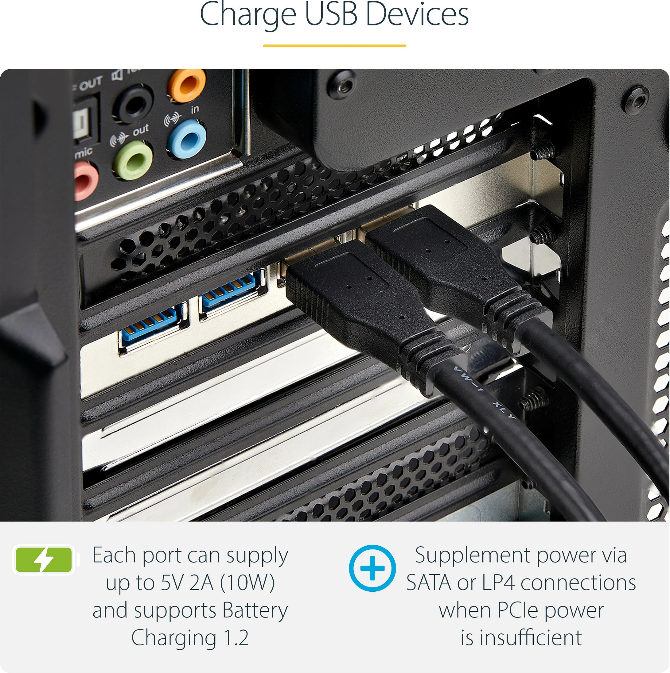 Kartë zgjerimi USB PCIe StarTech 4-Port, USB 3.2 Gen 1 5Gbps, 4x USB-A, PCIe 2.0 x4, e zezë
