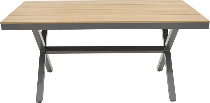 Tavolinë Thorio, poliuood natyral, këmbë alumini antracit, 160x90x75cm