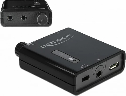 Amplifikator për kufje DeLOCK 64056, 3.5mm, bass boost, bateri 7 orë, i zi