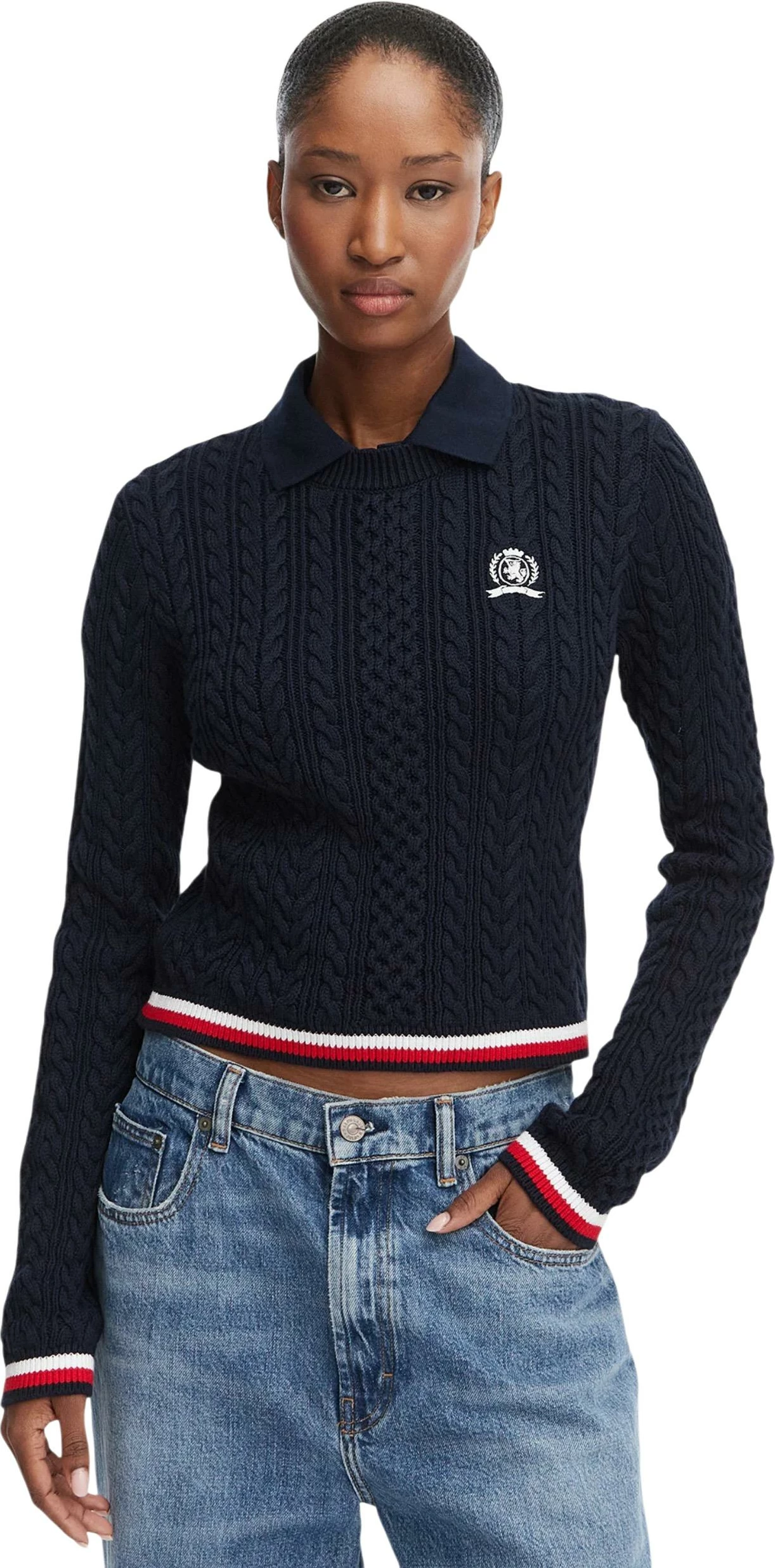 Xhemper për femra Tommy Hilfiger Jeans DW0DW22933, i kaltër i errët [Madhësia: XS]