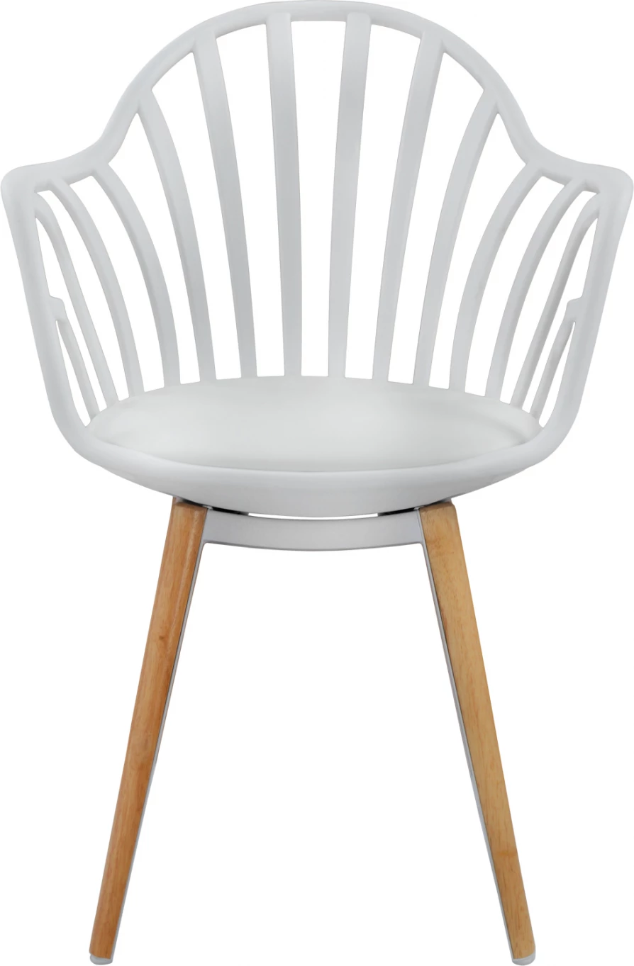 Karrige ngrënieje Anais e bardhë me këmbë druri 60x61x85,5 cm, set prej 4 copë