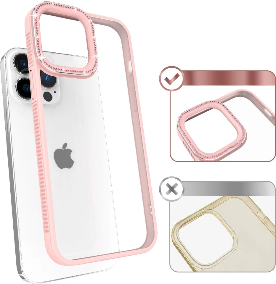 Mbështjellës Kingxbar Sparkle Series për iPhone 13 Pro Max me kristale, Rozë