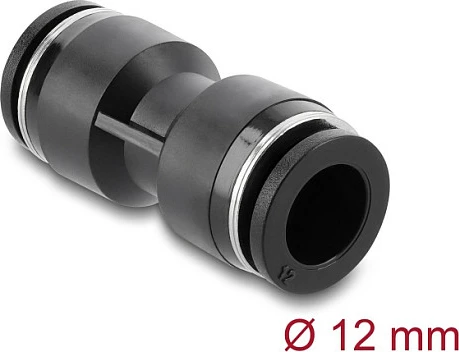 Konektor pneumatik DeLOCK 12 mm Straight, filetë femër 12 mm, 10 bar, i zi